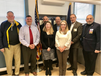 Veterans’ Emergency Financial Assistance Fund organizers, from left, back row: Ed Harmon, American Legion Post #36 Boothbay; David Richmond, MBVS Director; Darren Henry, MBVS Acting Deputy Director; David Patch, Commander of American Legion Post #36 Boothbay; Amedeo Lauria, American Legion Department of Maine; front row: Candice Wright, MBVS Business Manager and Stacey Leet, Easterseals Maine. Courtesy of MBVS