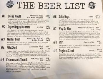 A menu of the nine varietals Footbridge Brewery currently offers. CRAIG LANCASTER/Boothbay Register