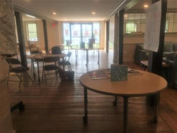 The main floor is set up for workshops, or reading and writing! LISA KRISTOFF/Boothbay Register