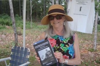 Terry Parker and her book on the history of Swans Island. ART MAYERS/Wiscasset Newspaper