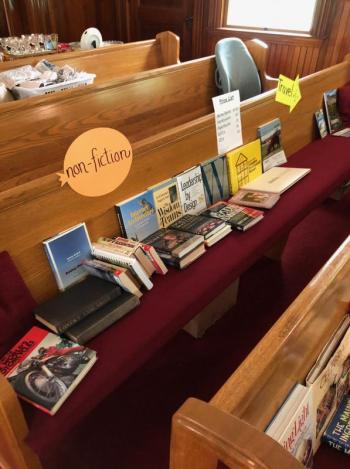 Rows of used books were for sale at Southport Country Fair. CRAIG LANCASTER/Boothbay Register Southport, Southport Country Fair, Southport Town Hall, Southport United Methodist Church