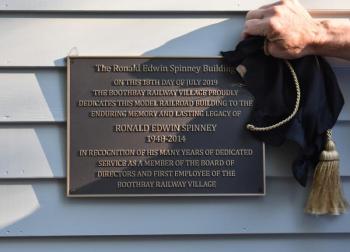 The unveiling of the Spinney Building plaque. Courtesy of Kate Steed