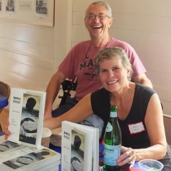 Carol Bass, right, was one of 35 Maine authors who attended the Books in Boothbay event July 27 at Boothbay Railway Village. BILL PEARSON/Boothbay Register