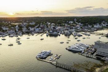 Superyachts decorate the harbor during the Westport Yacht owners’ weekend. Courtesy YachtPics