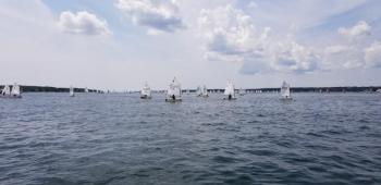 A scene from the 2019 Maine State Opti & C-420 Championship Regatta in Boothbay Harbor. Courtesy of the Boothbay Harbor Yacht Club