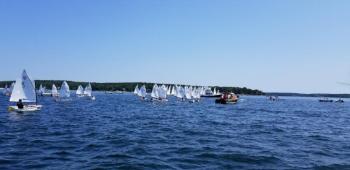 A scene from the 2019 Maine State Opti & C-420 Championship Regatta in Boothbay Harbor. Courtesy of the Boothbay Harbor Yacht Club