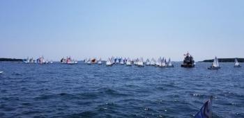 A scene from the 2019 Maine State Opti & C-420 Championship Regatta in Boothbay Harbor. Courtesy of the Boothbay Harbor Yacht Club