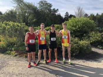 The front runners in the 2019 Southport Yacht Club Rock the Boat. From left, Brian Crounse (fourth place), Joe Molvar (second place) William Crounse (first place), and Josh Molvar (third place). JENNY BENNETT/Boothbay Register