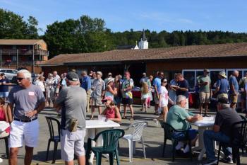 A good crowd attends the Boothbay Harbor Eastside Waterfront Park celebration. Bob Crink photo