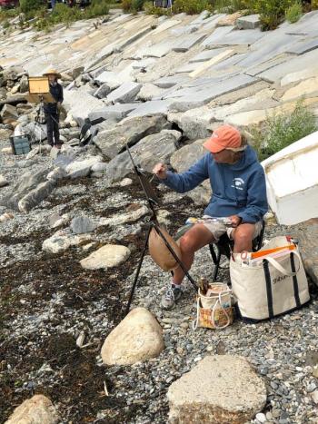 Fran Scannell of Southport is the current organizer of the midcoast chapter of the Plein Air Artists of Maine. JENNY BENNETT/Boothbay Register