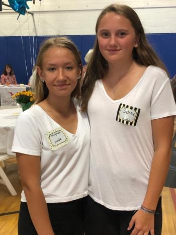 Meghan Leeman and Sydney Blake, two of the volunteer guides from BRHS. JENNY BENNETT/Boothbay Register