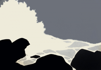 Jo Schuman - “Breaking Wave” - 30” X 22” - woodcut print. Courtesy of Green Lion Gallery, Bath Jo Schuman