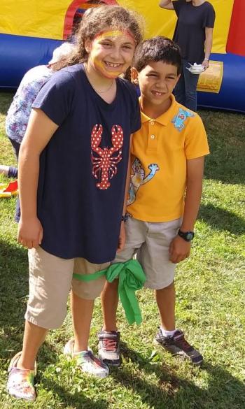 Lillymae Awamleg and her brother Davis team up for the three-legged race. JANE CARPENTER/Boothbay Register