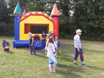 They’re off! Contestants get ready for the three-legged race. JANE CARPENTER/Boothbay Register