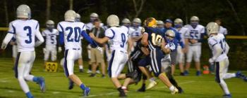 Boothbay scored seven touchdowns Sept. 13 in defeating Old Orchard Beach, 46-30, at Sherman Field. BILL PEARSON/Boothbay Register