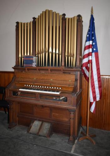 The pedal-powered Reed organ still works. It was given to the church in 1915. PHIL DI VECE/Wiscasset Newspaper