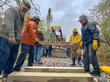 Some of Saturday’s progress at WW&F’s fall work weekend. SUSAN JOHNS/Wiscasset Newspaper