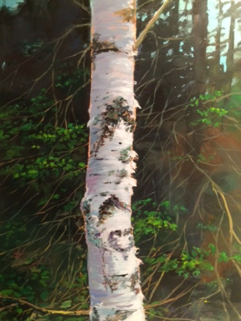 Bath artist Sandy Crabtree’s “Birch Tree” is one of her works in the Art at the Grill show. Courtesy of the venue Sandy Crabtree