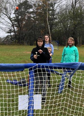 Brayden Swope launches a winner at Great Heights. JENNY BENNETT/Boothbay Register