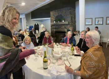 First-time model Sarah Droby meets with event-goers. SUSAN JOHNS/Wiscasset Newspaper