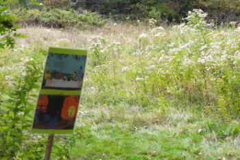 Sometimes there are two pages of “The Ugly Pumpkin” at a stop along the Trail. LISA KRISTOFF/Boothbay Register