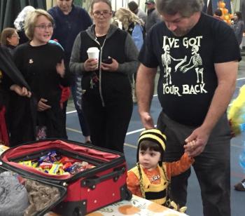 This trick or treater was buzzing around looking for candy. BILL PEARSON/Boothbay Register