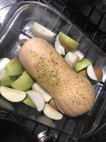 Butternut squash and apples ready for roasting. Lisa Orne Hallinan photo