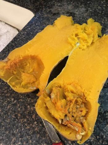 Time to scoop out the rest of the seeds. Lisa Orne Hallinan photo