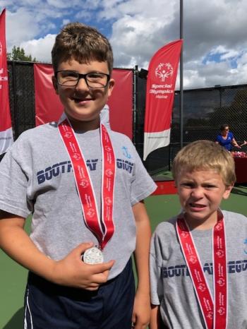 Anthony Angelico, left, and Coyle Lawler flash their respective silver and gold medals. Courtesy photo