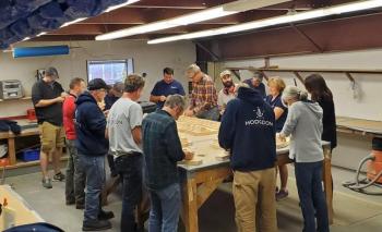 Employees of Hodgdon Tenders and Hodgdon Yacht Services start work on their Toys for Tots. Courtesy of Diane Hammond