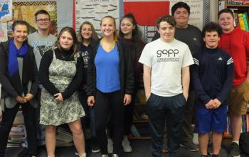 Eleven students and two chaperones will visit Germany from Feb. 23 to March 7. The high school’s GAPP club will visit Berlin and Hamburg on a 23-day tour. Pictured, front row, from left, Della Hahn, Emily Echols, Tim Norton and Gavin Carlson. Back row, from left, German teacher Ingrid Merrill, Hailey Wilson, Jesslyn Wilder, Jackson Holbrook and Paul Holbrook. Missing from photo is Mitchell Partner (Lincoln Academy) and Clarence Burnham. BILL PEARSON/Boothbay Register