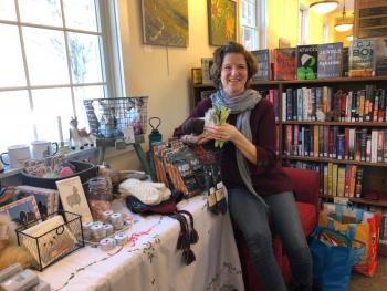 Anne Gobes with some of her offerings from Cape Newagen Alpaca Farm. JENNY BENNETT/Boothbay Register