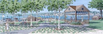 A perspective of the proposed Eastside Waterfront Park by MRLD | Landscape Architecture. The park will be in the former Cap ’N Fish Motel property, which was bought in 2019. File photo