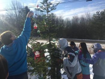 Edgecomb Eddy School students were among the 12 entrants in this year’s Charlie Brown Christmas Tree Decorating Contest. BILL PEARSON/Boothbay Register