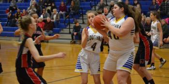 Junior Emma Brewer seeks an outlet pass after garnering a rebound. BILL PEARSON/Boothbay Register
