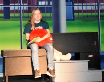 Journey Bennett as Mary writing a letter to her soldier dad. LISA KRISTOFF/Boothbay Register