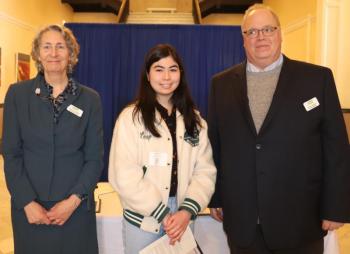 BRHS senior Lauren Barclay received honors from Martha Piscuskas, State Director of Arts Education, left, and David Greenham, Chair of the Maine Arts Commission. Courtesy of Maine Arts Commission