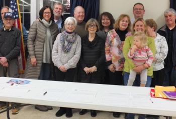 Former State Rep. Stephanie Hawke, holding granddaughter Eloise, received the backing of her past supporters in announcing her candidacy for the state legislature. BILL PEARSON/Boothbay Register