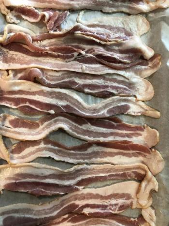 Bacon ready to be cooked for the pie. Lisa Orne Hallinan photo