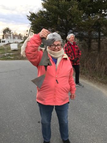 Annette Stormont shows off her noisemaker. Courtesy of Marilyn Heise