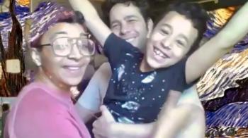 As seen onscreen, Art Mayers’ daughter-in-law Mya, Mayers’ son, Lincoln Academy graduate Noah, and the couple’s son Sal are in social isolation in Brooklyn, New York. ART MAYERS/Wiscasset Newspaper