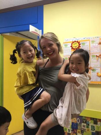 Alexandra Clarke and two of her students. Courtesy of Alexandra Clarke