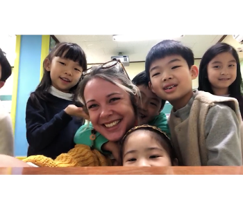 Alexandra Clarke and some of her students in South Korea. Courtesy of Alexandra Clarke