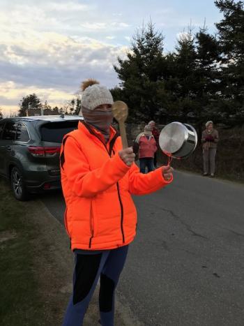 Judy Ryan makes some noise. Courtesy of Marilyn Heise