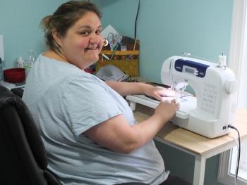 Jennifer Manson has sewn over 500 free face masks to help the community stay safe from the coronavirus. BILL PEARSON/Boothbay Register