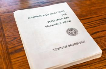 Copy of the full construction contract for the building of the Veterans Plaza. Courtesy photo