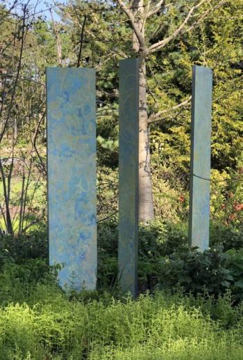“Cool Springs” by Meg Brown Payson is a dye-sublimation print on aluminum at CMBG. LISA KRISTOFF/Boothbay Register Meg Brown Payson
