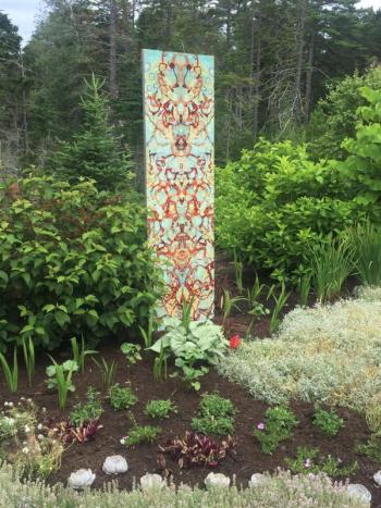 “Stele 7 / Drift” – a four dye-sublimation print on aluminum, by Meg Brown Payson now on exhibit at CMBG. LISA KRISTOFF/Boothbay Register Meg Brown Payson