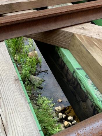 Looking down the tracks onto Trout Brook. SUSAN JOHNS/Wiscasset Newspaper