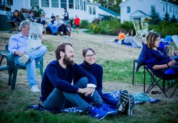 Movie watchers at Newagen Seaside Inn. Erin Stodder photo